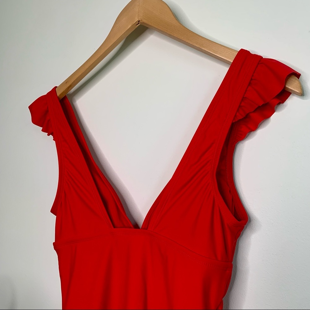 Kona Sol Ruffle Shoulder High Coverage Swimsuit - Picture 9 of 15